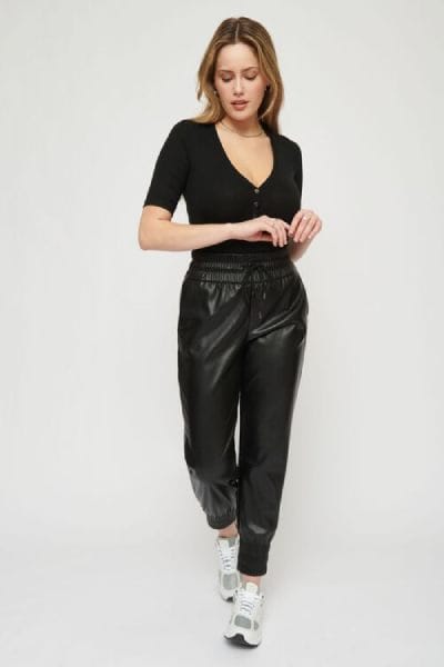 dynamite Sacha High-Waist Faux Leather Joggers
