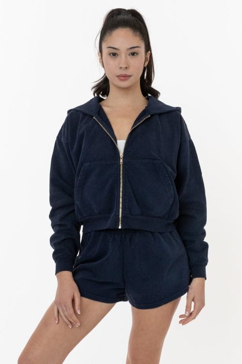 Los Angeles Apparel Garment Dye 14oz. Cropped Heavy Fleece Zip Up Hoodie Sweatshirt Review (1)