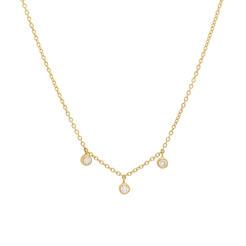 3 Mini Diamond Bezel Dangle Necklace